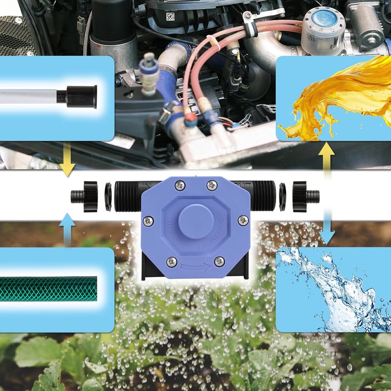 KITLUCK Hand Drill Pump, 750GPH Drill Powered Water Transfer Pump with Water Hose, Oil Tube and Adapter, Manual Water Pump for Drill, Small Self-Priming Electric Drill Pump for Water, Gasoline - Image 3